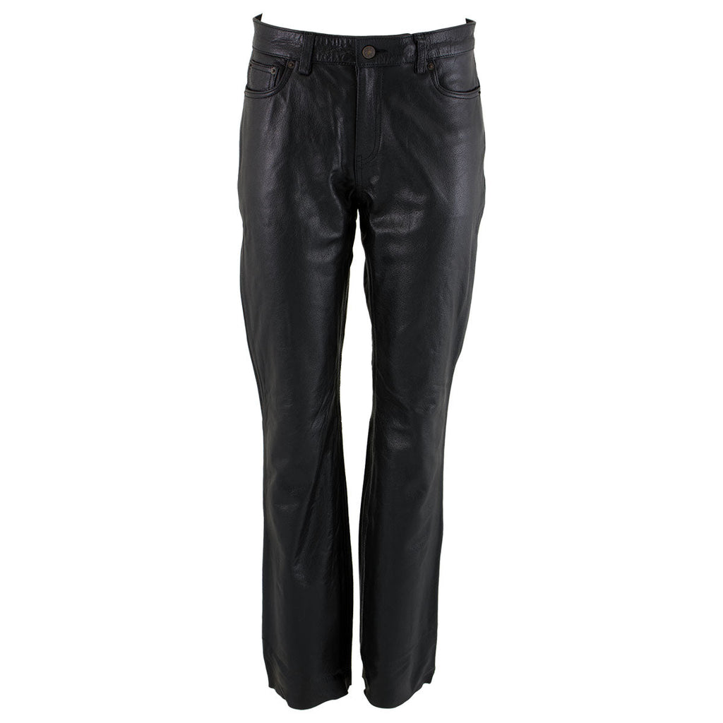 Milwaukee Leather LKM5719 Women's Black Buffalo Leather Motorcycle Riding Pants, Boot Cut, Unhemmed