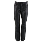 Milwaukee Leather LKM5719 Women's Black Buffalo Leather Motorcycle Riding Pants, Boot Cut, Unhemmed