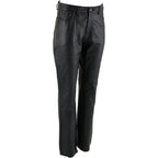 Milwaukee Leather LKM5719 Women's Black Buffalo Leather Motorcycle Riding Pants, Boot Cut, Unhemmed