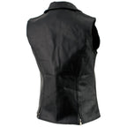 Ladies XS773 Black Zippered M/C Lapel Leather Vest