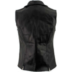 Ladies XS773 Black Zippered M/C Lapel Leather Vest
