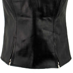 Ladies XS773 Black Zippered M/C Lapel Leather Vest