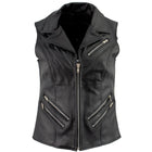 Ladies XS773 Black Zippered M/C Lapel Leather Vest