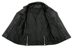 Ladies XS773 Black Zippered M/C Lapel Leather Vest