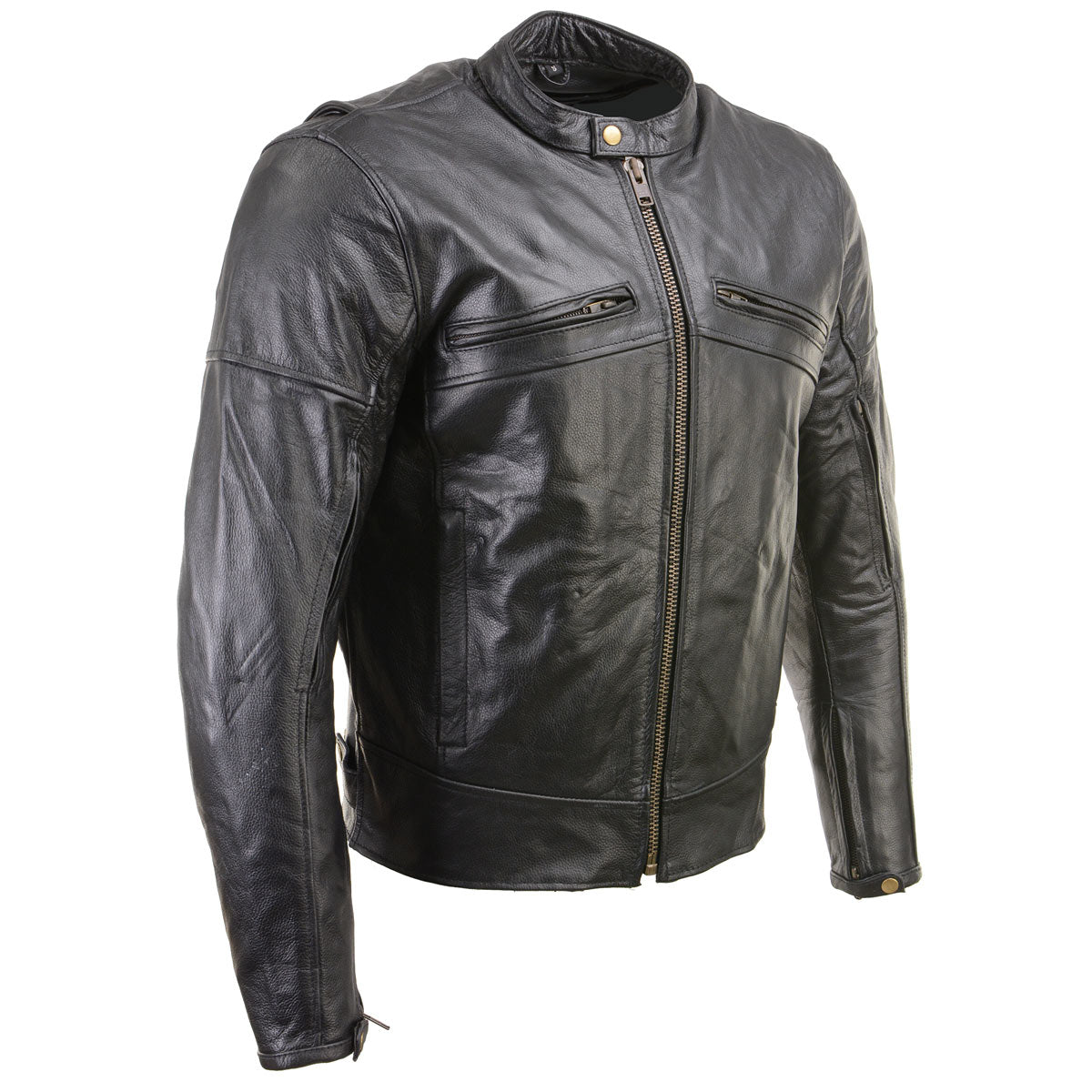 Milwaukee Leather Men's 'The Racer' Premium Black Leather Vented Racer Style Motorcycle Biker Jacket w/ CE Armor - LKM17015
