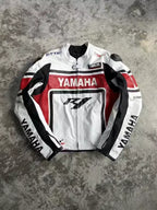 Yamaha Racing Cowhide White Leather Jacket