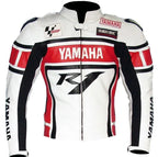 Yamaha Racing Cowhide White Leather Jacket