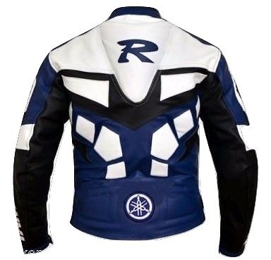R BLUE MOTORCYCLE LEATHER RACING JACKET