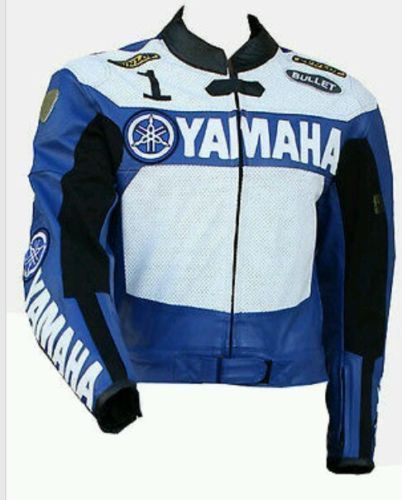 YAMAHA BLUE MOTORCYCLE LEATHER RACING JACKET SIZE US MEDIUM