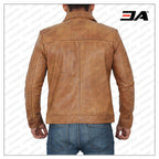 Reeves Yellow Distressed Leather Jacket Mens